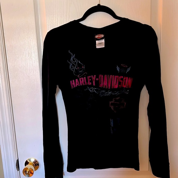 WOMANS HARLEY DAVIDSON LONG SLEEVE THUMB HOLE SHIRT - Picture 1 of 5